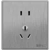 Painel de Tomada e Interruptor Elétrico Cinza Internacional Tipo 86 16A Unidirecional 5 Cinco Furos de Embutir Pacote Completo para Casa