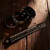 4 Piezas de Venta Directa de Fábrica Exagerados Pulseras para Hombre de Cuero Sintético, Pulseras Punk No Convencionales Europeas y Americanas con Remaches de Púas de Doble Fila