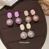 Pendientes Cuadrados de Perla con Gota de Aceite de Dopamina Aguja Plateada, Pendientes Frescos y de Moda para el Trabajo, Pendientes de Nicho de Alta Gama para Mujer