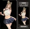 Lencería Sexy de Gato Nocturno, Deseo Puro, Camisa Corta Energética, Conjunto Universitario Plegado que Revela la Cintura, Tentación Uniforme qqny Uniforme