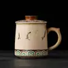 Caneca de Cerâmica Cultural e Criativa de Dunhuang com Tampa e Filtro, Xícara de Chá de Escritório Pessoal de Alto Padrão, Copo com Separação de Chá e Água