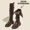 Botas Longas Marrons Chuyuji para Mulheres, Botas de Equitação, Novo Estilo Britânico Outono 2026 Maillard Slim Botas Longas de Cano Alto