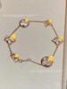 Pulsera de Donkey Versión Alta Rombo Redondo Trébol de Cuatro Hojas Flor de Cinco Pétalos Flor de Cuatro Hojas Nácar Blanco Concha Rosa Venta Directa de Fábrica Dropshipping