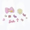 Adornos para Zapatos Transfronterizos Lazo Rosa Flor de Tela Cadena de Perlas Accesorios Hebilla para Zapatos Zueco Venta al por Mayor Botones Jibbitz