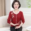 Camisa de punto estilo occidental para mamá de mediana edad, ropa de primavera, top para mujer de mediana edad y mayor, suéter de moda con bordado de primavera y otoño