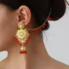 Venta Directa de Fábrica Pendientes de Aleación Ecológica de Colores con Borla Pendientes de Aleación Bohemios de Jaula de Pájaros con Cascabeles