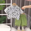Comércio Exterior Meninos Roupa de Verão Curta para Bebê Verão Novo Meninos Pequenos e Médios Camisa com Estampa de Letras Tonalidade Suave Roupa de Verão Curta