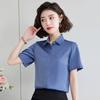 Camisa de Chiffon Cetim para Mulheres 2026 Verão Design Elegante e Fashionable Nicho Manga Curta Camisa Versátil Tamanho Plus Size Emagrecedora