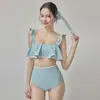 Traje de baño nuevo 2024 de dos piezas de cintura alta para mujer, cubre vientre, adelgazante, para vacaciones en la playa, aguas termales, traje de baño para mujer [envío directo de una pieza]