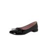Zapatos de Gamuza con Lazo, Punta Cuadrada Oblicua Suave, Boca Baja, Tacón Grueso, Tacón Bajo, Para Ir al Trabajo, Combinan con Todo, Zapatos de Mujer Nuevos 2025