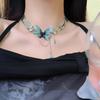 Collar de Borla de Mariposa de Lentejuelas Anchas Trendy Cool Spice Girl para Mujer Diseño de Nicho de Lujo Ligero Estilo Frío Ins Cadena para Clavícula