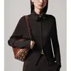 Lang* Pedido2026 Outono Novo Estilo Lã Zíper Duplo Gola Reversível Cardigan de Tricô de Alta Qualidade Elegante Cardigan Feminino
