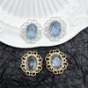 Novo galvanizado oco renda oval pegajoso diamante liga pingente diy costurado à mão brincos de diamante colar acessórios