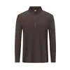 Camisa POLO Outono Gola Alta Zíper Manga Longa Logo Personalizado Liso Meio Zíper Lapela Lyocell Camiseta Longa Bordado