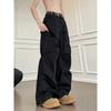 Pantalones Cargo Americanos Retro Lavados con Pliegues para Hombre, Vibración Trendy de Primavera y Otoño, Calle Principal Holgados de Pierna Ancha Casuales Largos