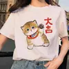 Camiseta de Gato Fofo Camiseta Feminina de Manga Curta Estampada com Gato Fofo Daji Camisa de Verão com Gola Redonda de Meia Manga Tendência
