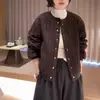 Gama Alta26 Otoño/Invierno Nuevo Alta Calidad Cálido Estilo para Ir al Trabajo Cuello Redondo Chaqueta Corta Abrigo de Algodón Moda Temperamento Ropa de Algodón