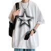 Camiseta de Manga Corta para Hombre 2024 Verano Camiseta de Manga Tres Cuartos Ropa para Hombre Versátil Media Manga Holgada para Hombre Cuello Redondo Corte Holgado