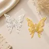 Peças de flor borboleta tridimensionais de camada dupla ferro estilo antigo materiais para adorno de cabeça Hanfu leque redondo de mão flor acessórios para joias DIY feitos à mão