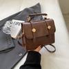 Bolsa de Mão Estilo Trabalho Outono e Inverno 2024 Nova Cor Sólida Versão Coreana Bolsa de Ombro Único Transversal Bolsa Quadrada Pequena Elegante Versátil