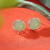Joyería Yuebao Plata Esterlina S925 Chapado en Oro Blanco Jade Hetian Cuentas Redondas de Agua Clara Aretes de Plata Asimétricos Simples para Diario