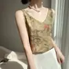 Camisola de Seda para Mujer, Nuevo Estilo Verano 2025, Espalda Hermosa, Top Base de Satén sin Mangas de Alta Gama
