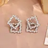 Pendientes Cuadrados Dulces y Elegantes, Pendientes de Circonita Súper Brillantes Estilo Cool de Alta Gama, Pendientes Geométricos Apilados con Diseño de Nicho