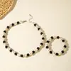 Moda Retro de Halloween Europea y Americana Transfronteriza Pulsera Sencilla de Turquesa Sintética con Calavera y Perlas Elásticas Venta al por Mayor