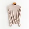 Suéter térmico de lana de cuello medio alto, estilo nuevo, efecto adelgazante, otoño/invierno, top ajustado, color liso simple, manga larga