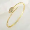 Nueva Pulsera Abierta Creativa Personalizada en Forma de Serpiente con Alto Color Europeo y Americano Transfronterizo Cobre Chapado en Oro Real Microincrustación de Zircón para Mujer