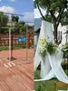Boda en el Césped Accesorios de Boda de Hierro Forjado Fondo Tul Seda de Leche Gasa Arco Decorativo Soporte Retráctil