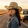 2026 Nuevo Estilo Vaquero Occidental Ala Ancha Plegable Protección Solar de Verano Transpirable Unisex Sombrero de Paja Sombrilla
