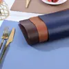 Manteles Individuales Cuadrados de Alta Gama, a Prueba de Aceite y Resistentes al Calor, Manteles Individuales Domésticos Estilo Occidental, Manteles Individuales de Cuero Doble Cara con Aislamiento Térmico para Hotel y Restaurante