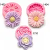 Diseño combinado de flor de camelia y margarita vela de yeso perfumada molde de silicona hecho a mano 1791