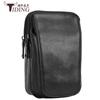 Bolsa de couro genuíno personalizada para celular masculina, bolsa casual para negócios, bolsa de cintura pequena multifuncional, bolsa pequena para pendurar no cinto