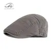 Gorra de Algodón para Hombre, Estilo Verano, Boina Bordada 3D Personalizada, Gorra Casual Retro Británica Artística para Mujer
