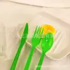 Amazon En Stock Tenedores para Pasteles de Postre Cucharas de Plástico PS de Grado Alimenticio Juego de Cubiertos Ecológico Cuchillo Tenedor Cuchara Desechables