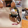 Llavero Creativo de Gato de la Suerte de Cuero, Lindo Accesorio de Bolsa de Dibujos Animados de Cuero, Colgante de Bolsa de Lujo Ligero, Pequeño Regalo de Año Nuevo