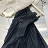 Falda plisada de lana de moda para mujer, otoño e invierno, nueva falda tipo paraguas adelgazante de cintura alta, suelta, de corte A y longitud media.