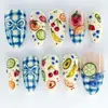 24 Piezas Transfronterizas Simples Estéreo 3D Fruta Hierba Limón Fresa Almendra Uñas Portátiles Lazo Dulce Piezas de Uñas Lindas