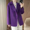 Cardigã Elegante 100% Lã de Botão Duplo para Mulheres, Suéter Versátil de Manga Longa Cor Sólida com Decote V, Casaco de Lã Pura