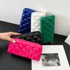Puntada de Rombo Simple Color Sólido Tendencia de Moda PU Cartera de Mano para Mujer Elegante Charol Cara Brillante Bolso Pequeño