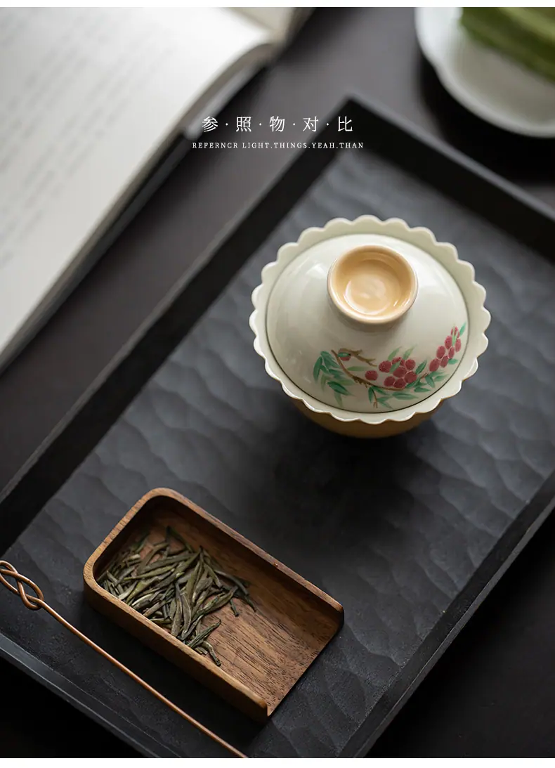 杏黄—手绘山童荔果—菊口盖碗_08.