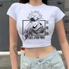 INS Verão 2024 Nova Camiseta Feminina de Manga Curta com Letra de Umbigo Slim-fit