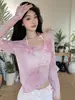 Top de Capa Base de Malla Tie-dye Irregular con Protección Solar para Mujer Primavera y Otoño Petite Ajustado Elegante Camiseta de Manga Larga Top Corto