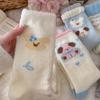 Calcetines de encaje de lana australiana para mujer para otoño e invierno, calcetines de encaje gruesos y cálidos con diseño de perro de orejas grandes, calcetines de dormir de media caña, calcetines de maternidad