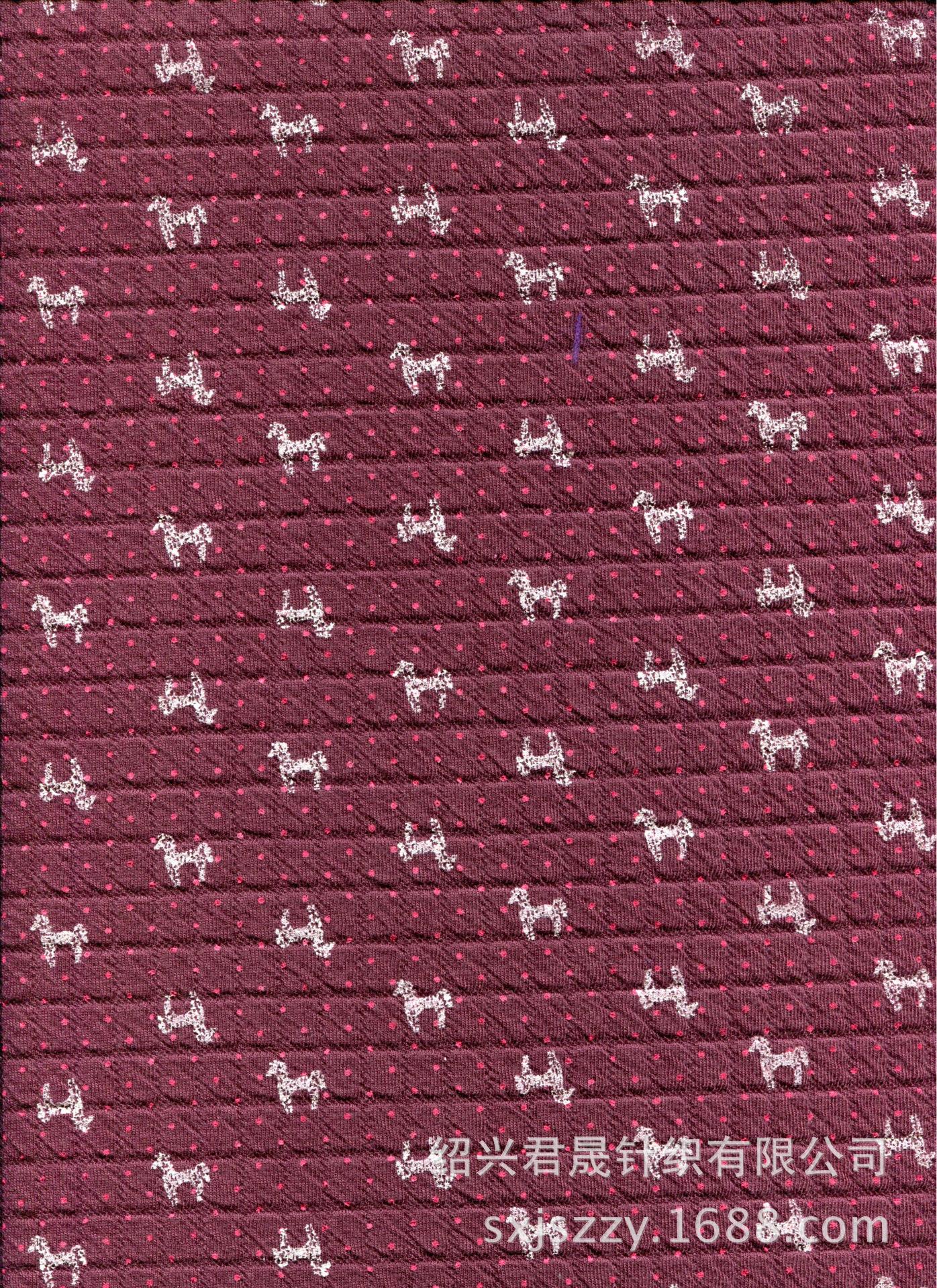 JS-KXM-0019小方格紫红底印梅红点黑马799
