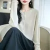 Cárdigan de punto con pedrería estilo japonés para mujer, nueva colección de otoño, corte holgado, versátil, rejuvenecedor, abrigo artístico de lana de hilo fino