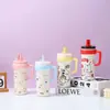 Taza Termo Linda Estilo Coreano con Tema de Mascotas, Acero Inoxidable 304, Bloques de Color Macarrón con Asa, Taza de Hielo Portátil para Exportación