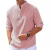 En Stock 2026 Camisas Europeas y Americanas para Hombre Manga Larga Cuello Alto Botones Piña Manga Corta Cuadros Tops Casuales para Hombre